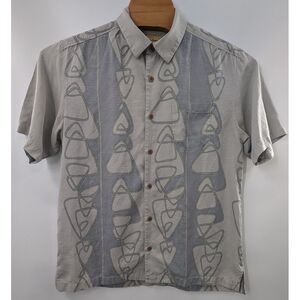 Tommy Bahama Medium Silk Green Shirt Abstract Geometric Casual Hawaiian Business